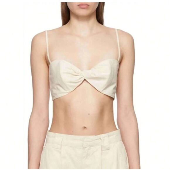 New ~  FRAME ~ Cotton Twist Front Tie-Back Bra Top Size XS VACAY - Picture 1 of 9